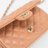CHANEL Handbag 22S Caramel Mini Rectangular Lambskin Quilted LGHW - Redeluxe