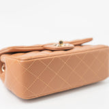 CHANEL Handbag 22S Caramel Mini Rectangular Lambskin Quilted LGHW - Redeluxe
