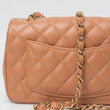 CHANEL Handbag 22S Caramel Mini Rectangular Lambskin Quilted LGHW - Redeluxe