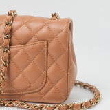 CHANEL Handbag 22S Caramel Mini Rectangular Lambskin Quilted LGHW - Redeluxe