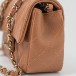 CHANEL Handbag 22S Caramel Mini Rectangular Lambskin Quilted LGHW - Redeluxe