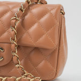 CHANEL Handbag 22S Caramel Mini Rectangular Lambskin Quilted LGHW - Redeluxe