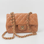 CHANEL Handbag 22S Caramel Mini Rectangular Lambskin Quilted LGHW - Redeluxe