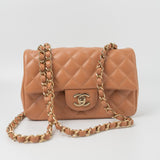 CHANEL Handbag 22S Caramel Mini Rectangular Lambskin Quilted LGHW - Redeluxe