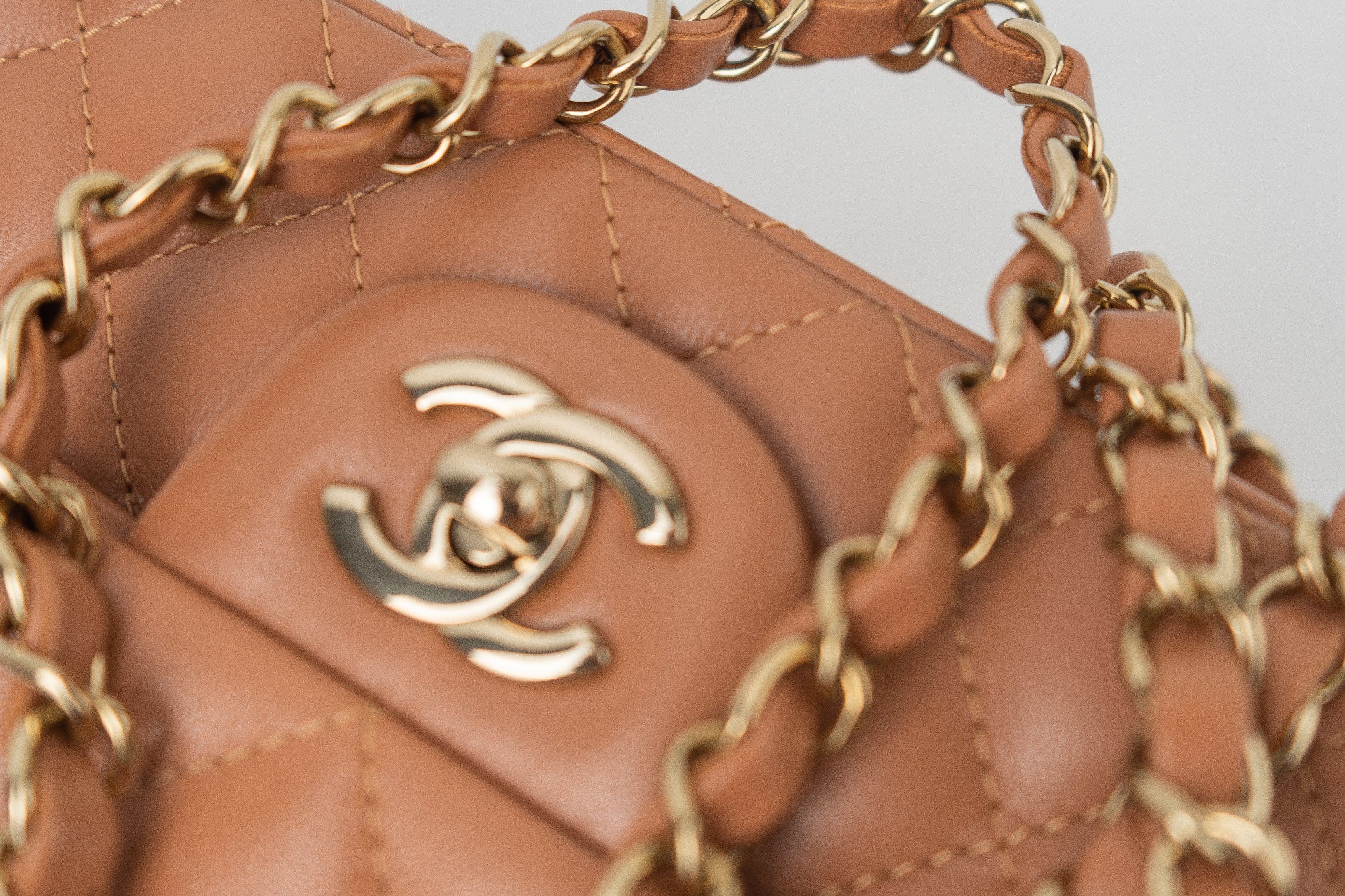 CHANEL Handbag 22S Caramel Mini Rectangular Lambskin Quilted LGHW - Redeluxe