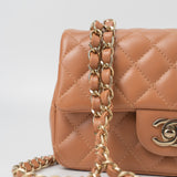 CHANEL Handbag 22S Caramel Mini Rectangular Lambskin Quilted LGHW - Redeluxe