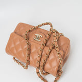 CHANEL Handbag 22S Caramel Mini Rectangular Lambskin Quilted LGHW - Redeluxe