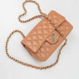 CHANEL Handbag 22S Caramel Mini Rectangular Lambskin Quilted LGHW - Redeluxe