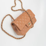 CHANEL Handbag 22S Caramel Mini Rectangular Lambskin Quilted LGHW - Redeluxe