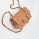CHANEL Handbag 22S Caramel Mini Rectangular Lambskin Quilted LGHW - Redeluxe