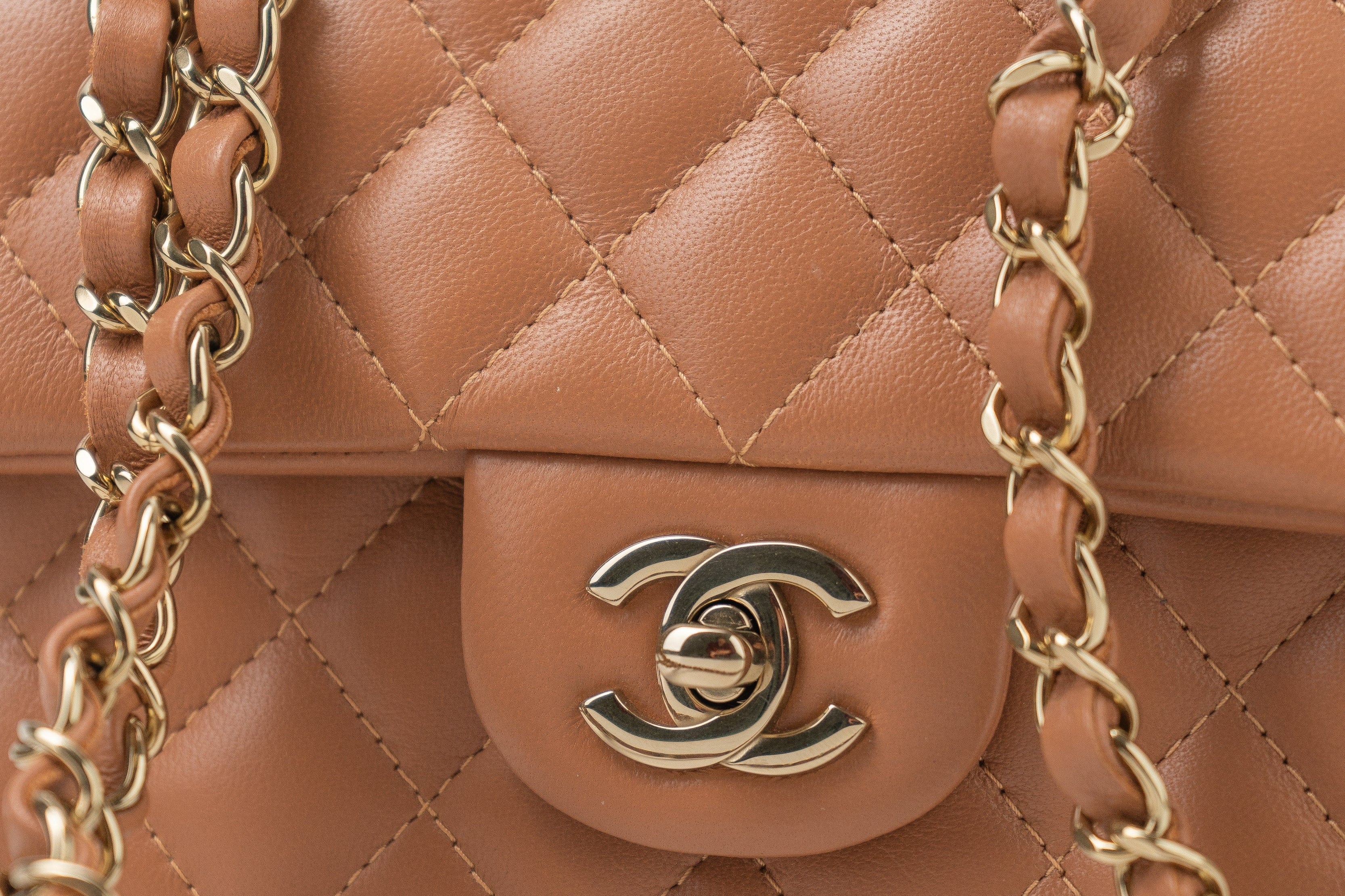 CHANEL Handbag 22S Caramel Mini Rectangular Lambskin Quilted LGHW - Redeluxe