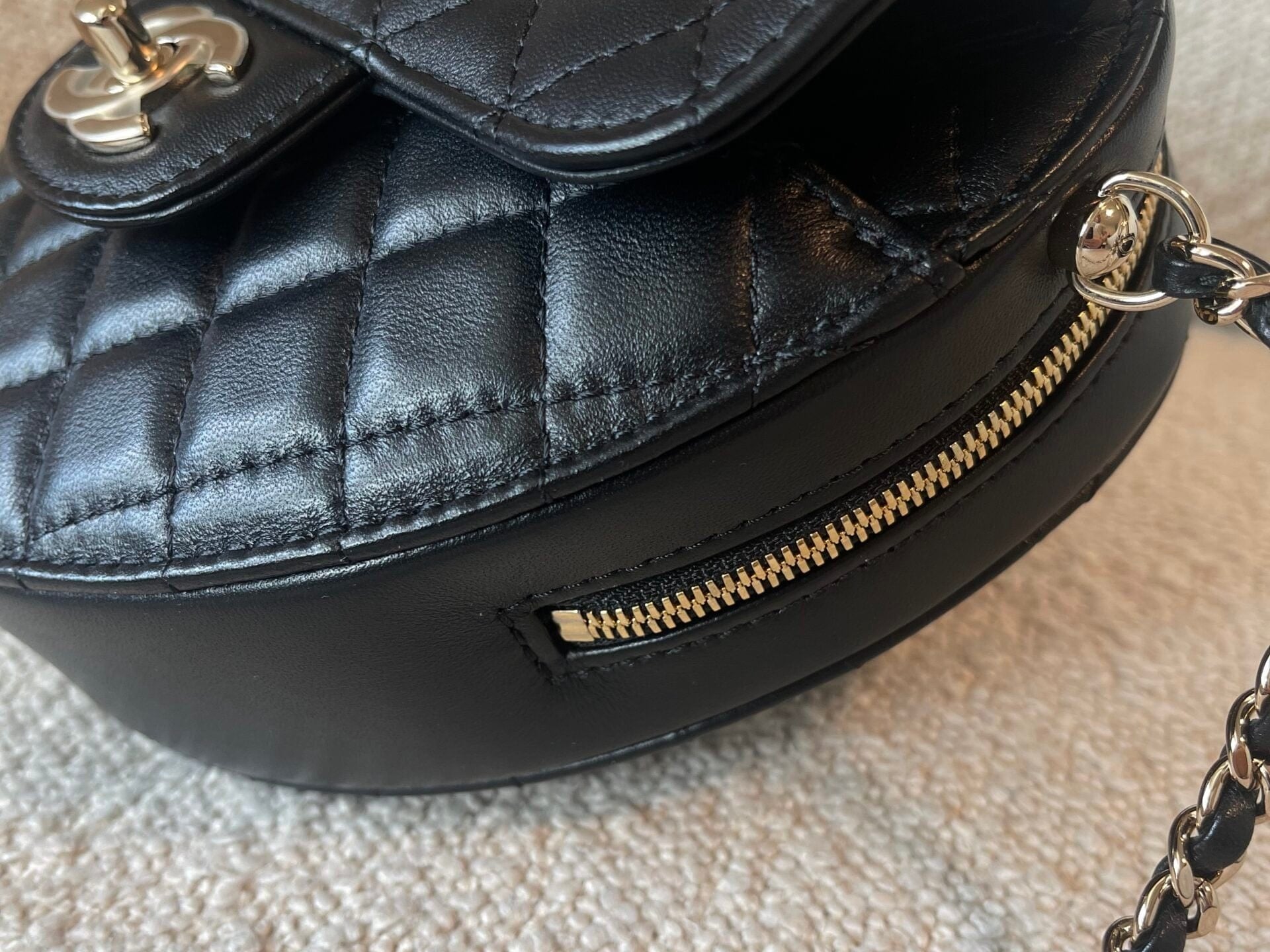 CHANEL Handbag 22S CC In Love Black Lambskin Quilted Large Heart Bag LGHW - Redeluxe