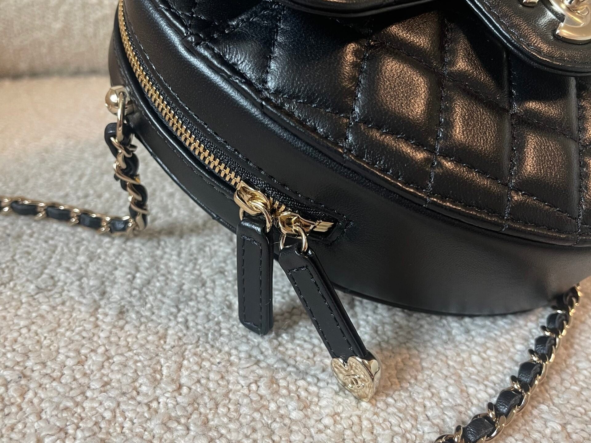 CHANEL Handbag 22S CC In Love Black Lambskin Quilted Large Heart Bag LGHW - Redeluxe