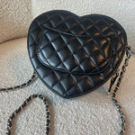 CHANEL Handbag 22S CC In Love Black Lambskin Quilted Large Heart Bag LGHW - Redeluxe
