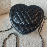 CHANEL Handbag 22S CC In Love Black Lambskin Quilted Large Heart Bag LGHW - Redeluxe