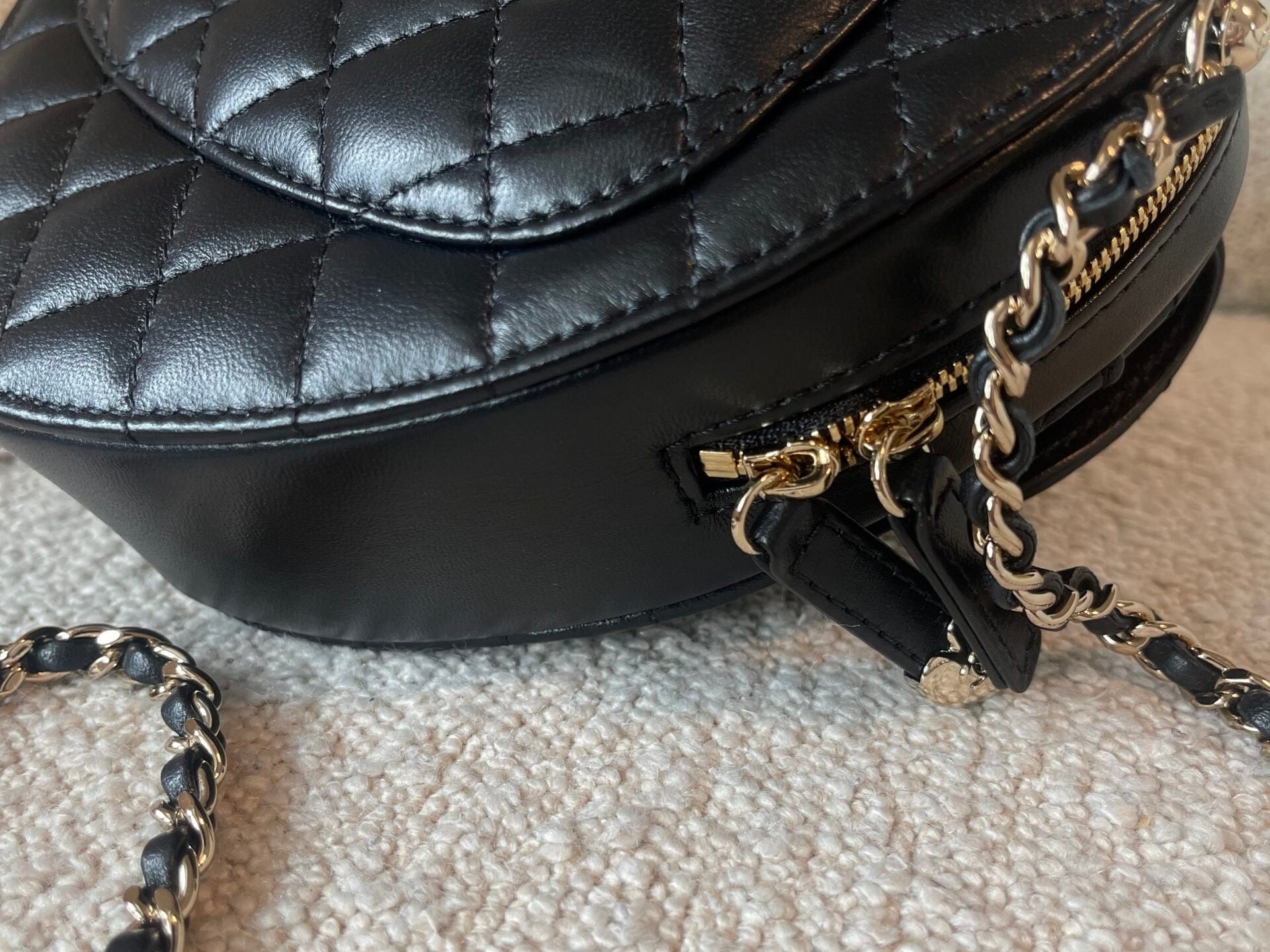 CHANEL Handbag 22S CC In Love Black Lambskin Quilted Large Heart Bag LGHW - Redeluxe
