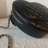 CHANEL Handbag 22S CC In Love Black Lambskin Quilted Large Heart Bag LGHW - Redeluxe