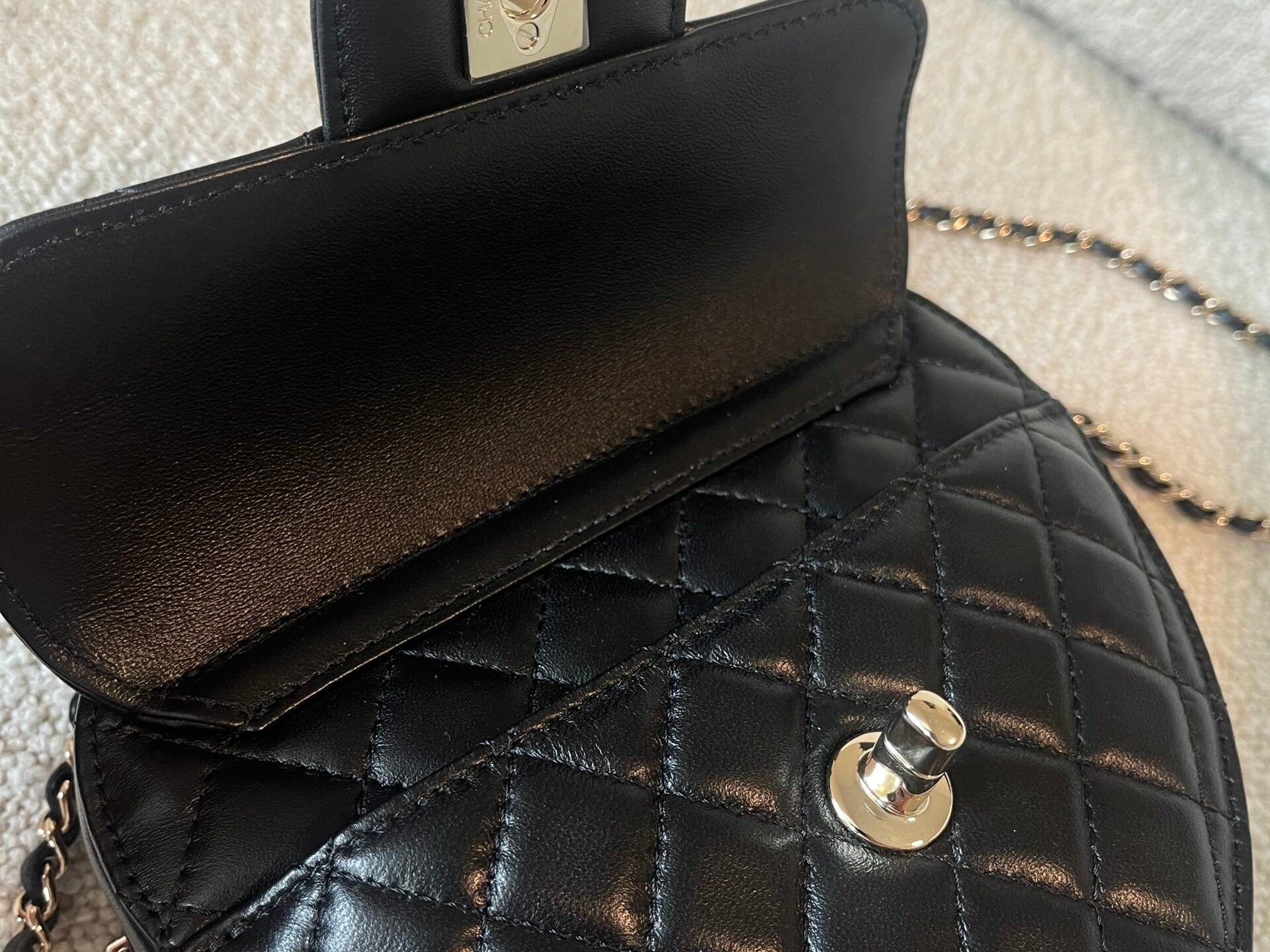 CHANEL Handbag 22S CC In Love Black Lambskin Quilted Large Heart Bag LGHW - Redeluxe