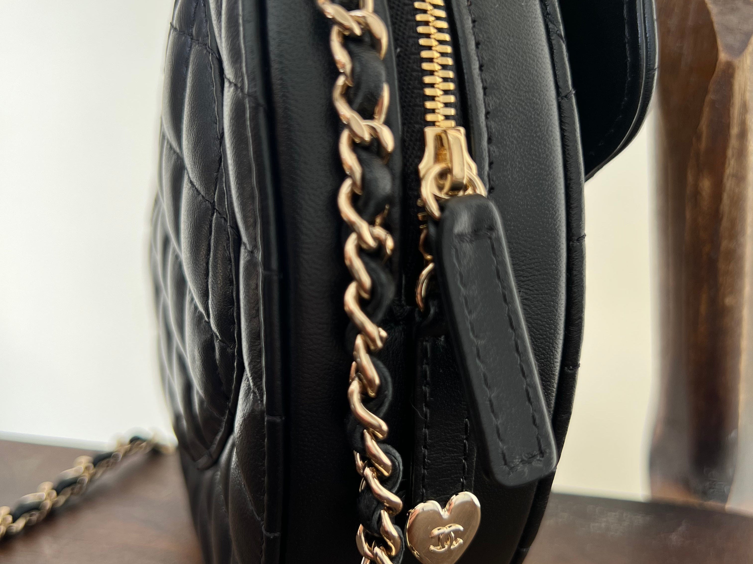 CHANEL Handbag 22S CC In Love Black Lambskin Quilted Large Heart Bag LGHW - Redeluxe
