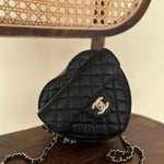 CHANEL Handbag 22S CC In Love Black Lambskin Quilted Large Heart Bag LGHW - Redeluxe
