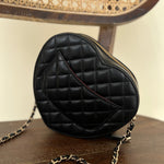 CHANEL Handbag 22S CC In Love Black Lambskin Quilted Large Heart Bag LGHW - Redeluxe