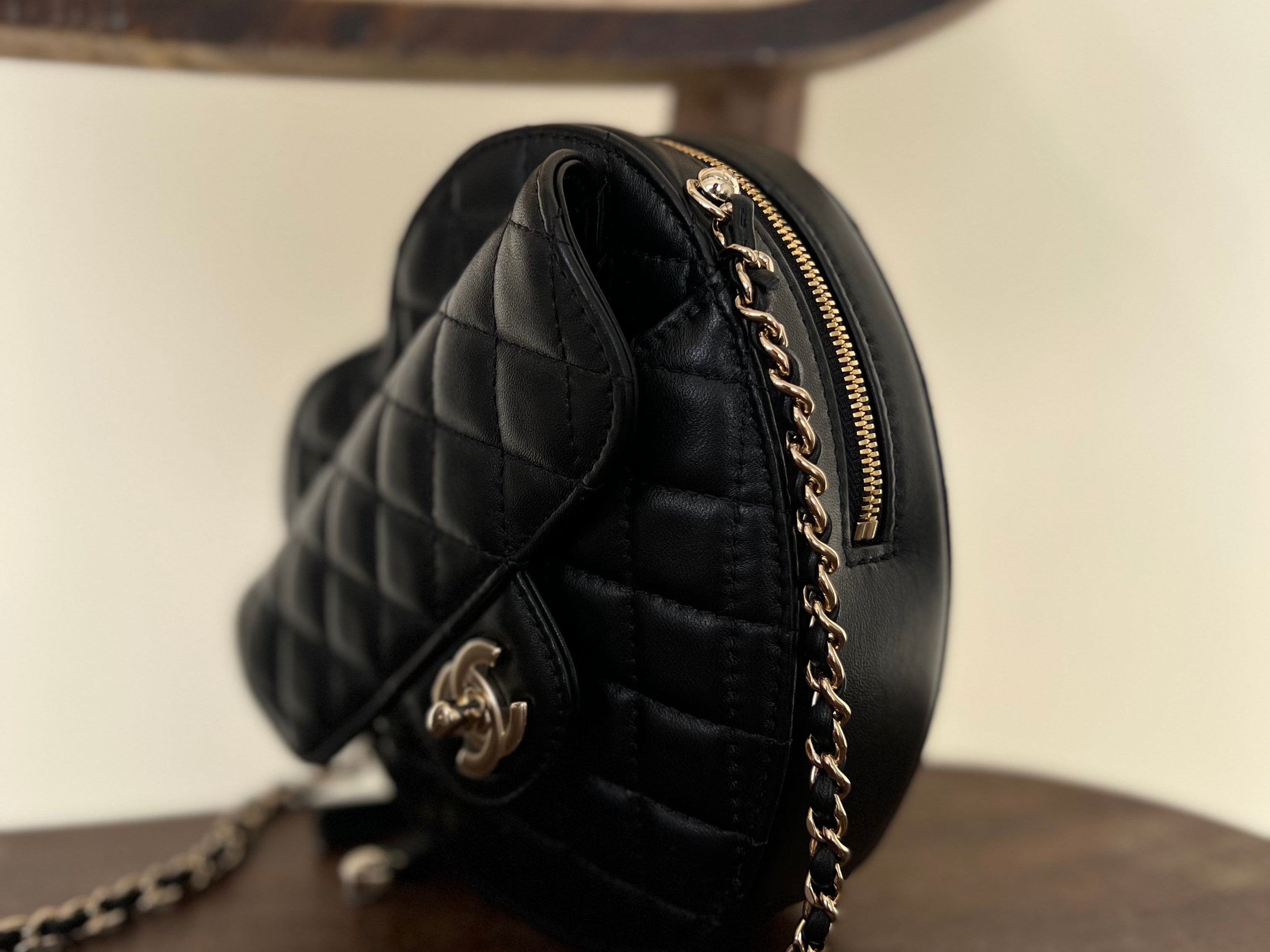 CHANEL Handbag 22S CC In Love Black Lambskin Quilted Large Heart Bag LGHW - Redeluxe