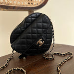 CHANEL Handbag 22S CC In Love Black Lambskin Quilted Large Heart Bag LGHW - Redeluxe