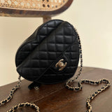CHANEL Handbag 22S CC In Love Black Lambskin Quilted Large Heart Bag LGHW - Redeluxe