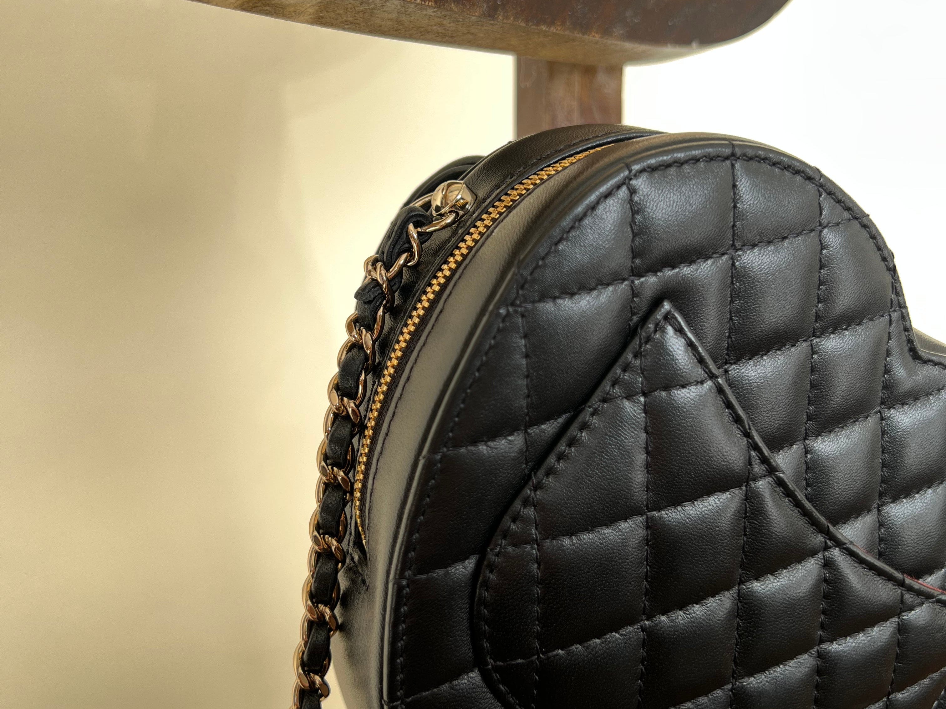 CHANEL Handbag 22S CC In Love Black Lambskin Quilted Large Heart Bag LGHW - Redeluxe