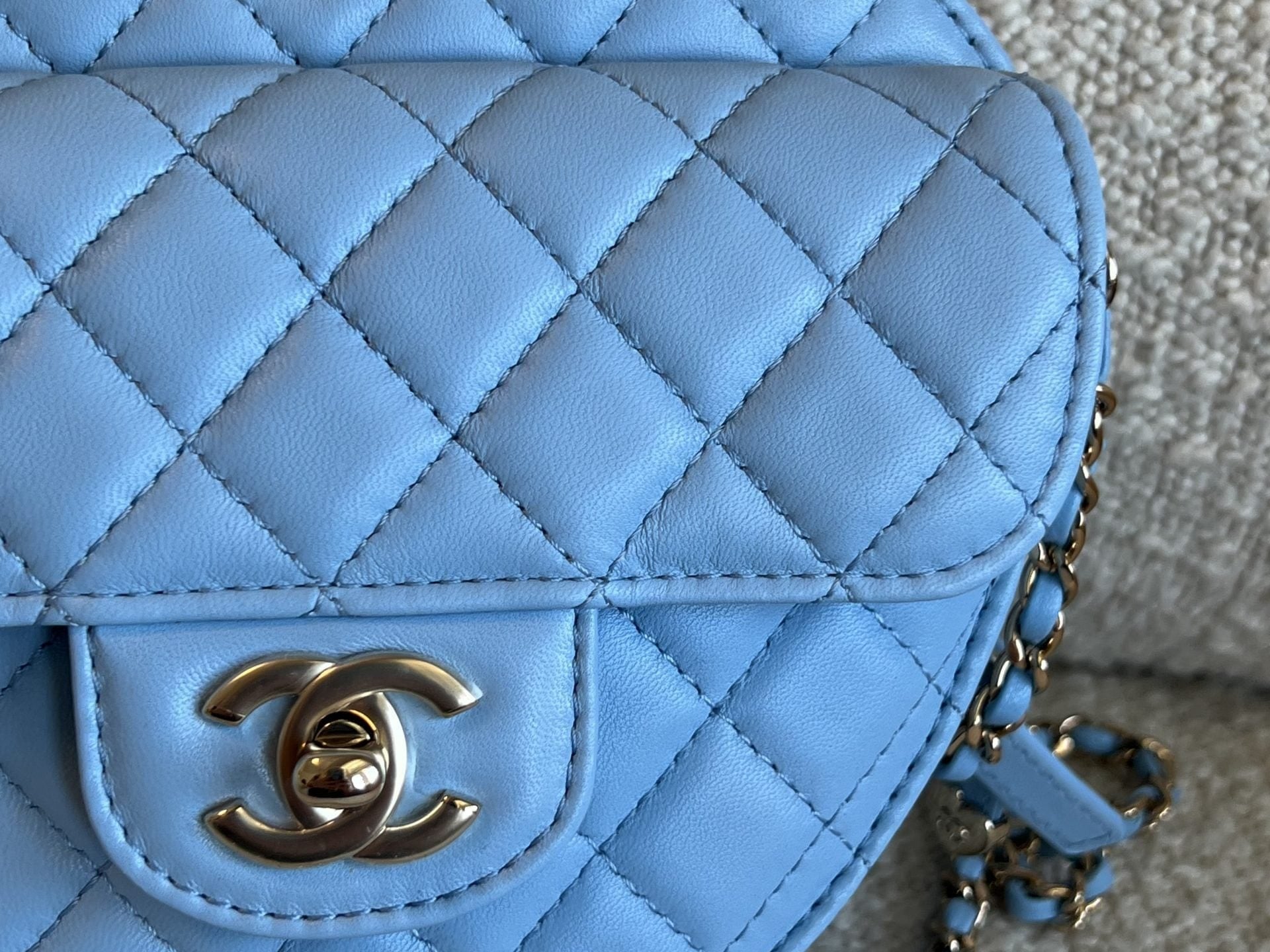 CHANEL Handbag 22S CC In Love Blue Lambskin Quilted Large Heart Bag LGHW - Redeluxe