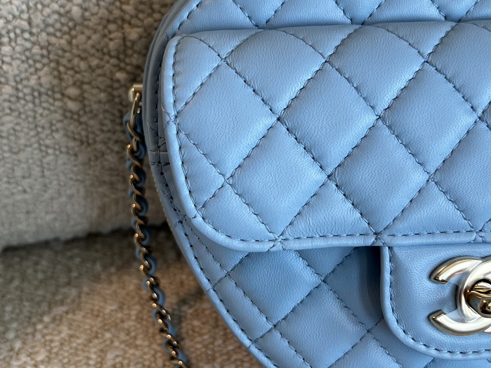 CHANEL Handbag 22S CC In Love Blue Lambskin Quilted Large Heart Bag LGHW - Redeluxe