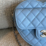 CHANEL Handbag 22S CC In Love Blue Lambskin Quilted Large Heart Bag LGHW - Redeluxe