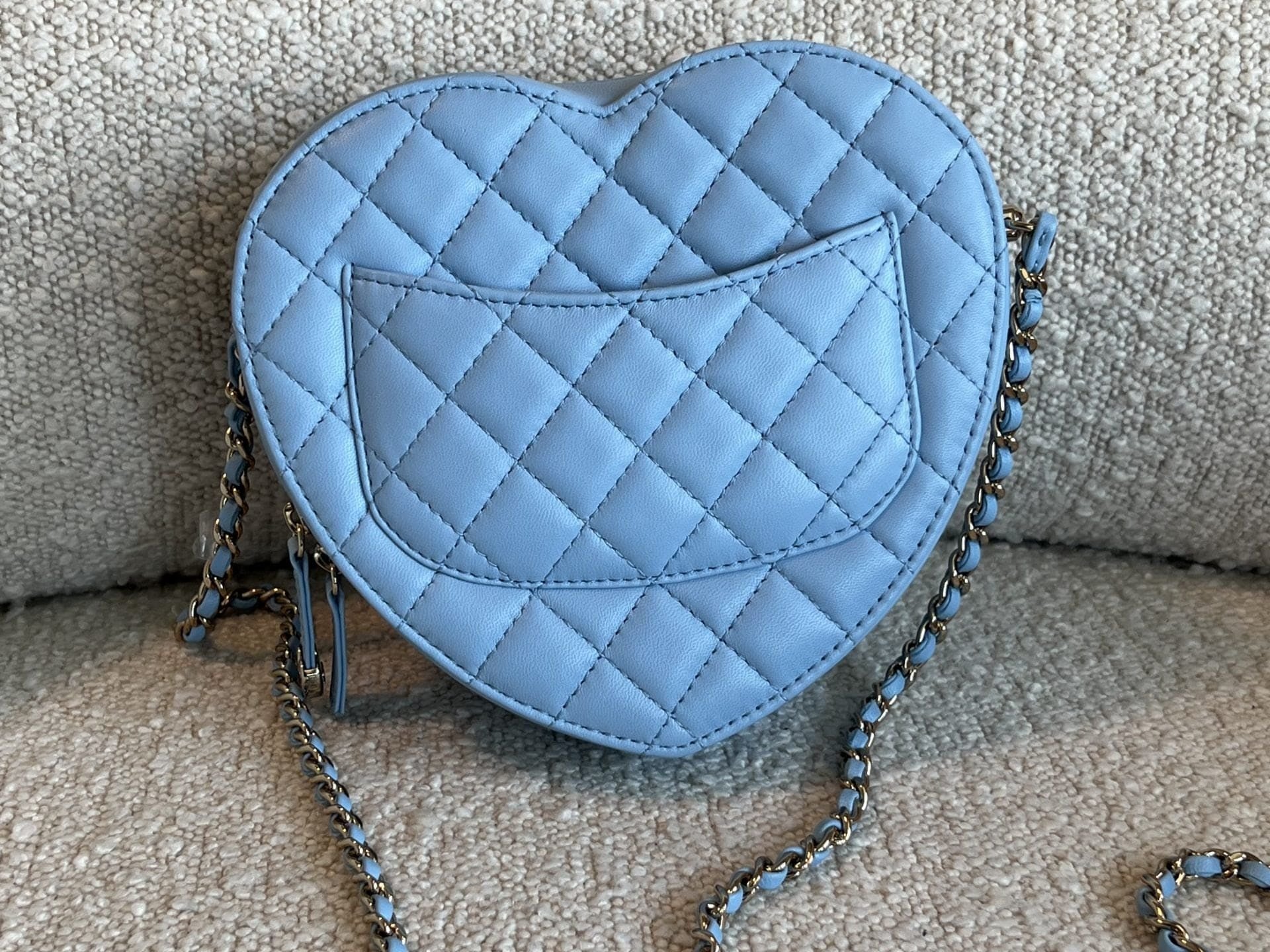 CHANEL Handbag 22S CC In Love Blue Lambskin Quilted Large Heart Bag LGHW - Redeluxe