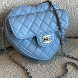 CHANEL Handbag 22S CC In Love Blue Lambskin Quilted Large Heart Bag LGHW - Redeluxe