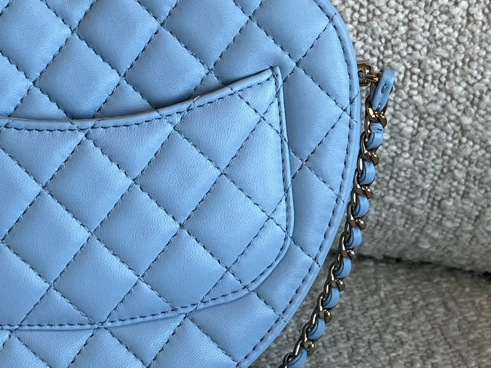 CHANEL Handbag 22S CC In Love Blue Lambskin Quilted Large Heart Bag LGHW - Redeluxe