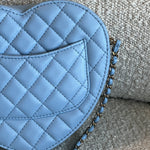 CHANEL Handbag 22S CC In Love Blue Lambskin Quilted Large Heart Bag LGHW - Redeluxe