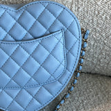 CHANEL Handbag 22S CC In Love Blue Lambskin Quilted Large Heart Bag LGHW - Redeluxe