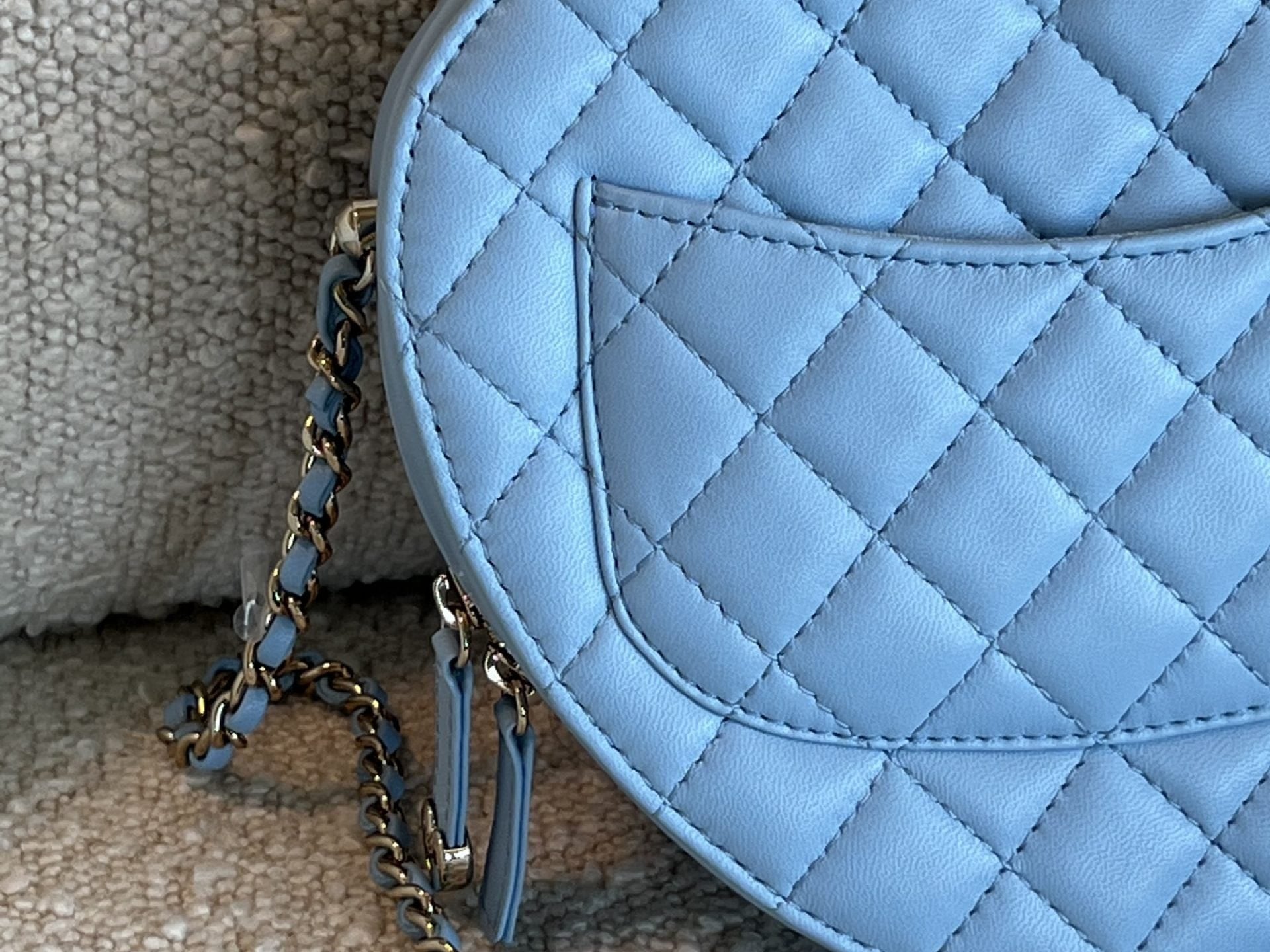 CHANEL Handbag 22S CC In Love Blue Lambskin Quilted Large Heart Bag LGHW - Redeluxe
