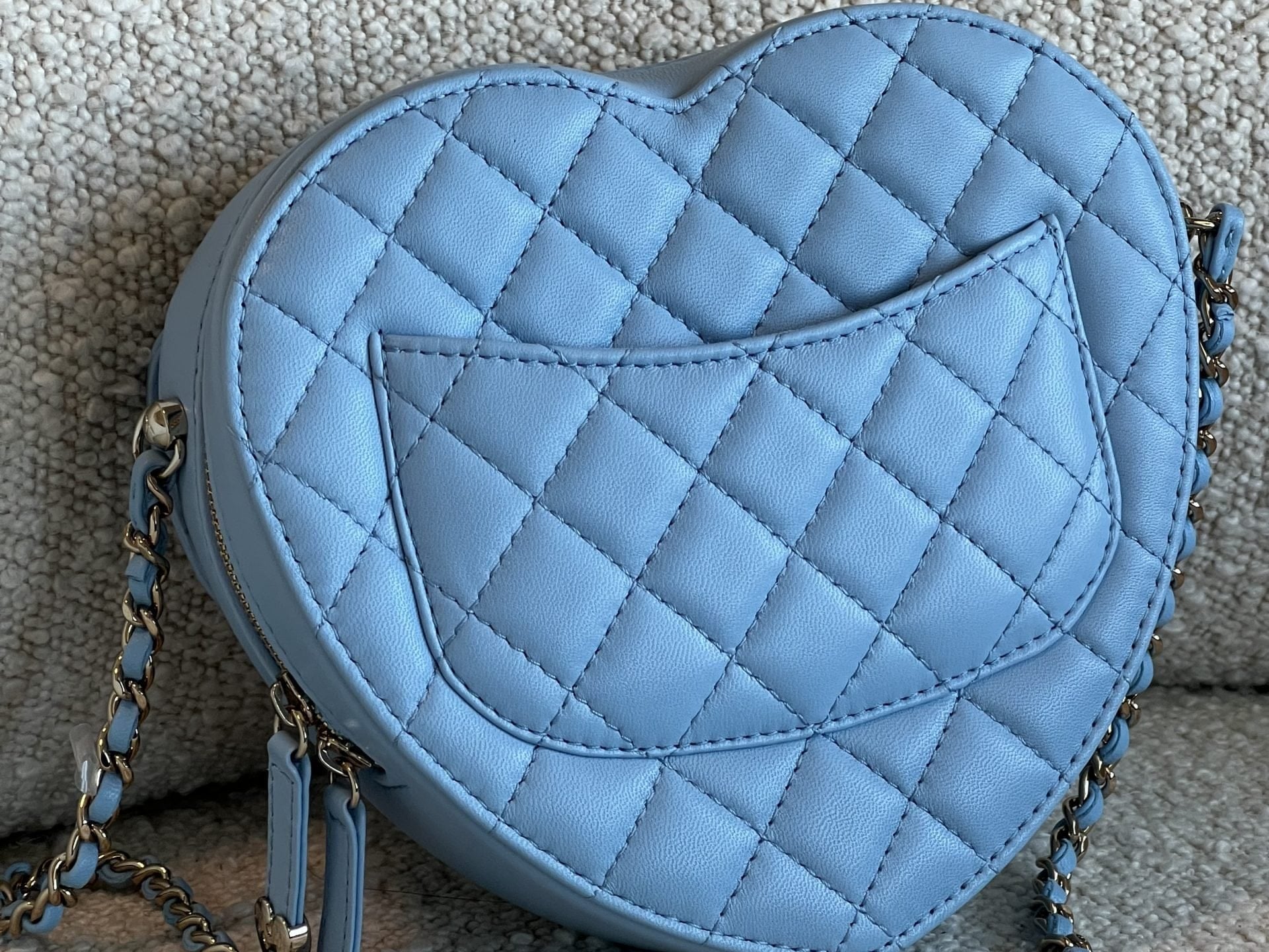 CHANEL Handbag 22S CC In Love Blue Lambskin Quilted Large Heart Bag LGHW - Redeluxe