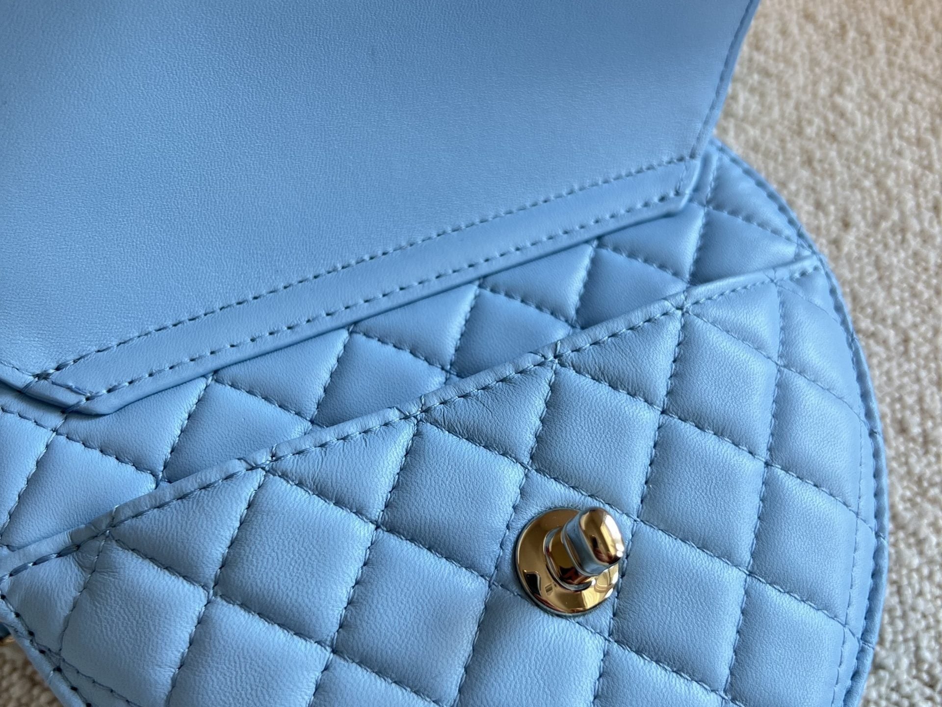 CHANEL Handbag 22S CC In Love Blue Lambskin Quilted Large Heart Bag LGHW - Redeluxe