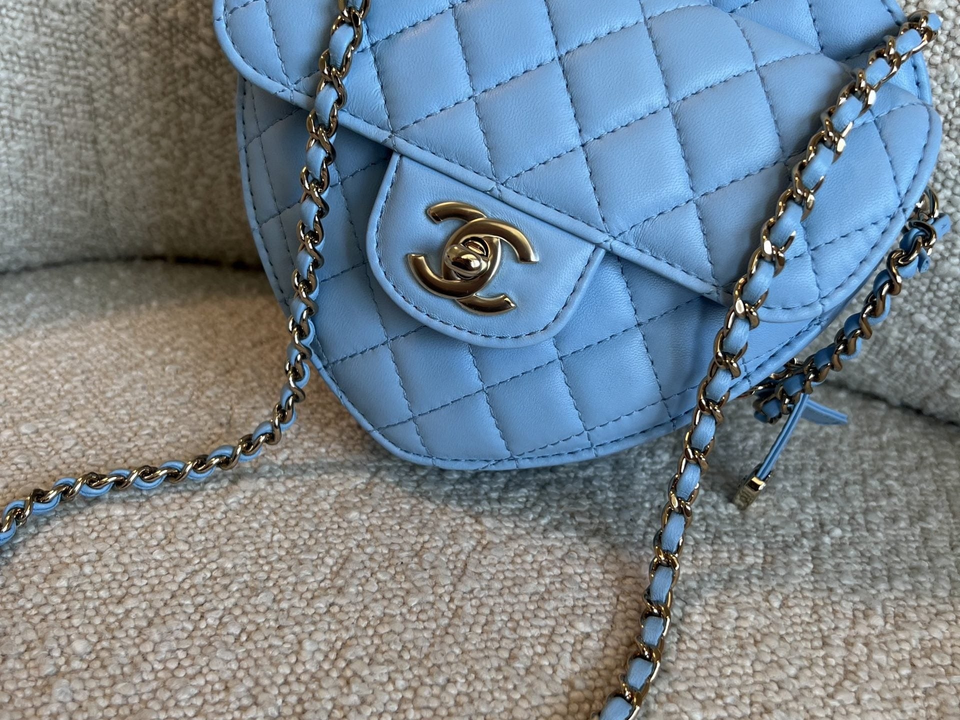 CHANEL Handbag 22S CC In Love Blue Lambskin Quilted Large Heart Bag LGHW - Redeluxe