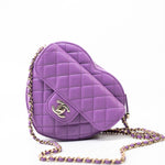 CHANEL Handbag 22S CC In Love Purple Lambskin Quilted Large Heart Bag - Redeluxe