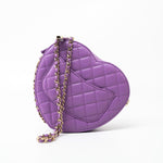 CHANEL Handbag 22S CC In Love Purple Lambskin Quilted Large Heart Bag - Redeluxe