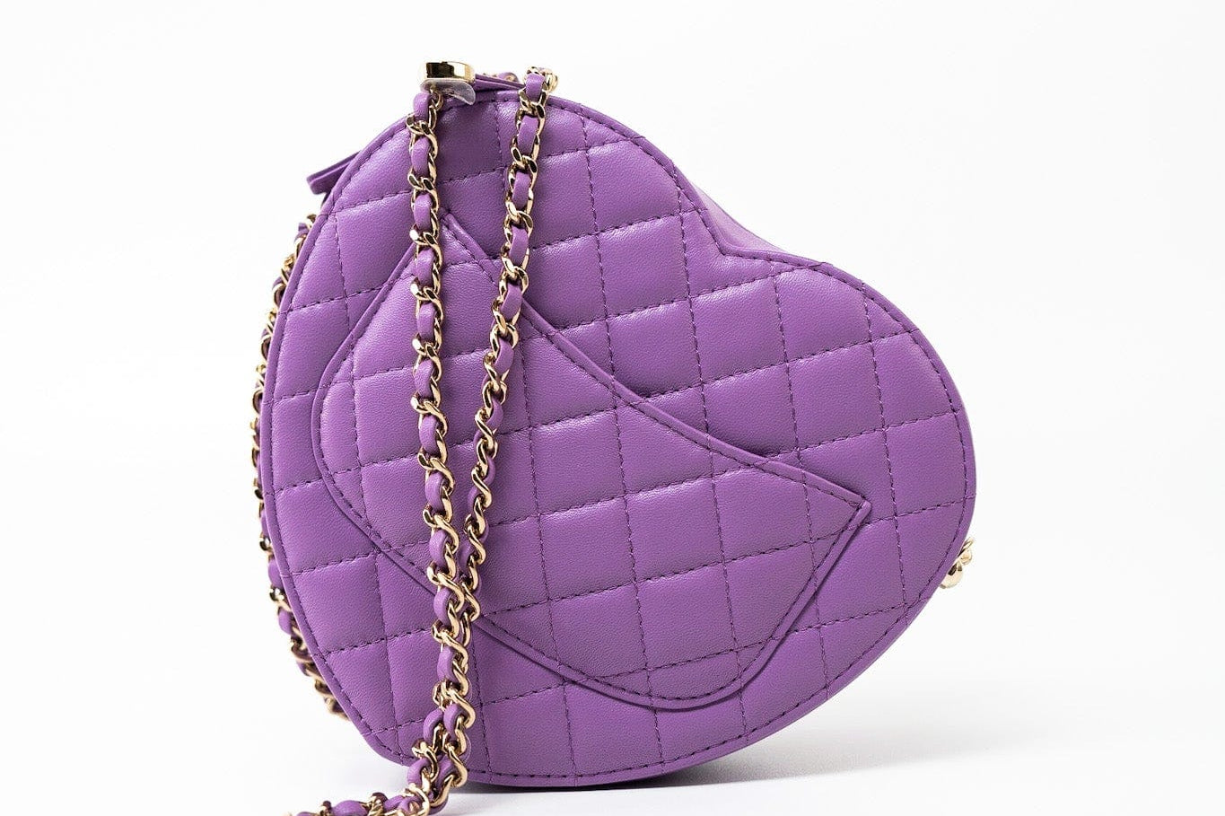 CHANEL Handbag 22S CC In Love Purple Lambskin Quilted Large Heart Bag - Redeluxe