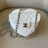 CHANEL Handbag 22S CC In Love White Lambskin Quilted Large Heart Bag LGHW - Redeluxe