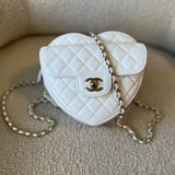 CHANEL Handbag 22S CC In Love White Lambskin Quilted Large Heart Bag LGHW - Redeluxe