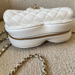 CHANEL Handbag 22S CC In Love White Lambskin Quilted Large Heart Bag LGHW - Redeluxe