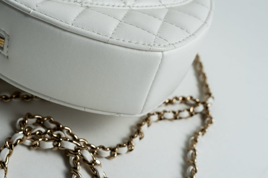 CHANEL Handbag 22S CC In Love White Lambskin Quilted Large Heart Bag LGHW - Redeluxe