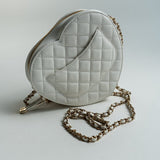 CHANEL Handbag 22S CC In Love White Lambskin Quilted Large Heart Bag LGHW - Redeluxe