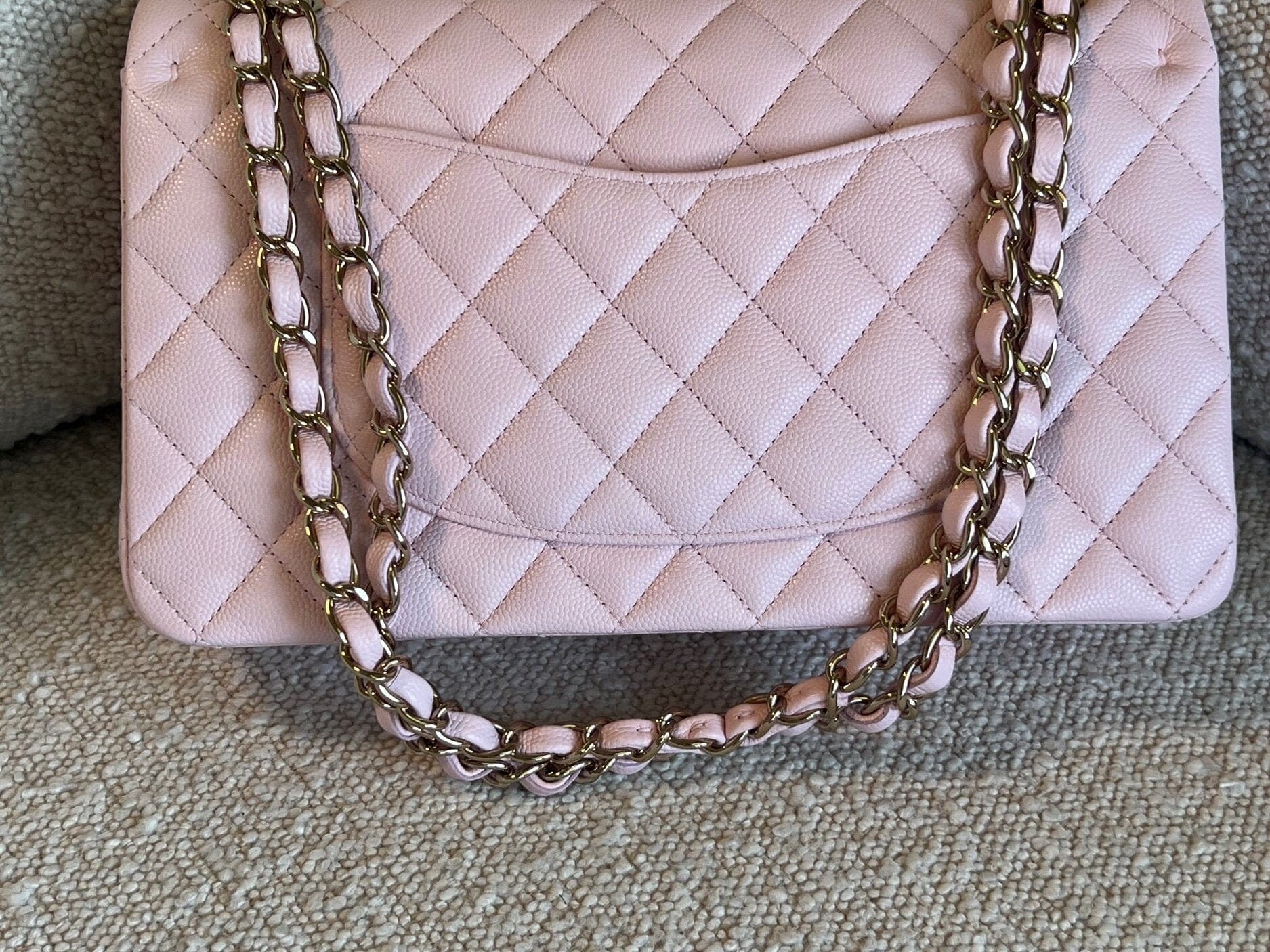 CHANEL Handbag 22S Light Pink Caviar Quilted Classic Flap Medium LGHW - Redeluxe